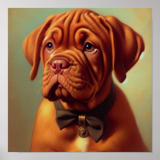Poster Vintage Dogue de Bordeaux Painting (Frente)