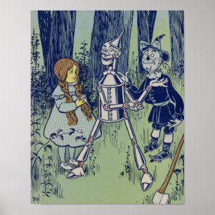 Póster Vintage Dorothy, Tinman, e espantalho