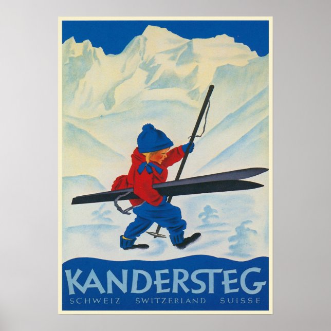 Poster vintage dos Alpes suíços (Frente)