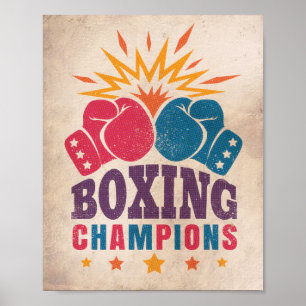poster vintage dos campeões de boxe
