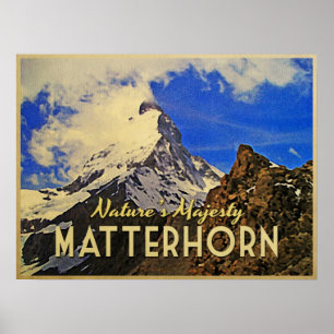 Póster Vintage dos cumes de Matterhorn