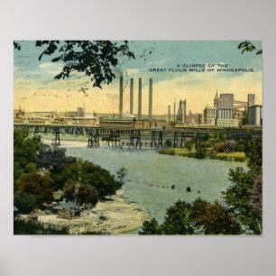 Poster vintage dos moínho de Minneapolis