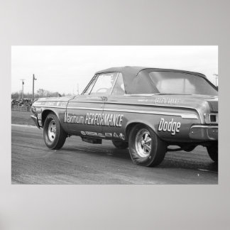 Poster Vintage Drag - Desempenho máximo 1964 Dodge