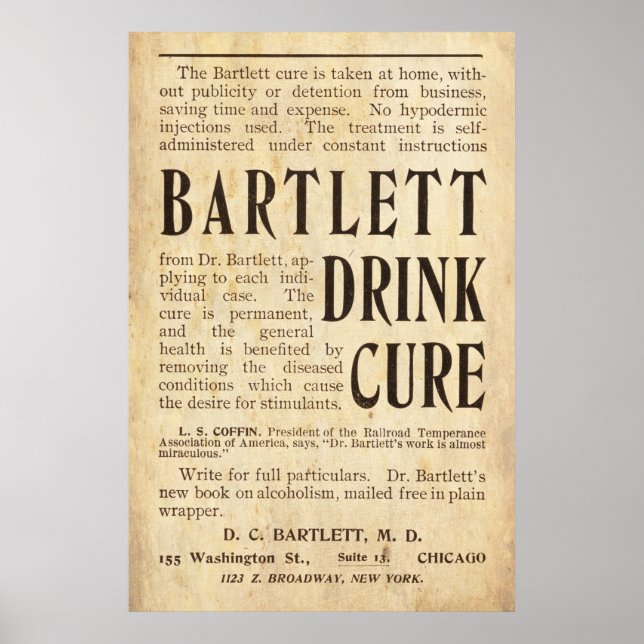 Póster Vintage Drink Cure Ad de 1899 (Frente)