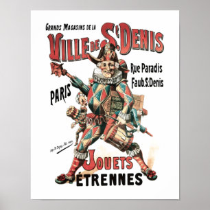 Poster Vintage Drum Art Drummer Jester Toy Publicidade