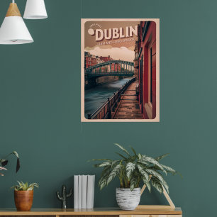 Poster Vintage Dublin, cidade da Irlanda, presentes de vi