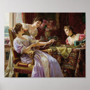 Póster Vintage e senhoras & jóia requintados, elegantes
