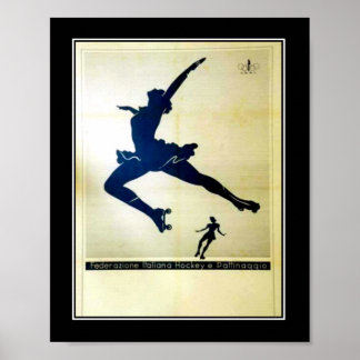 Poster vintage e skates do cilindro