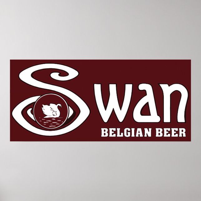 Póster Vintage e Swan, banner horizontal da cerveja belga (Frente)