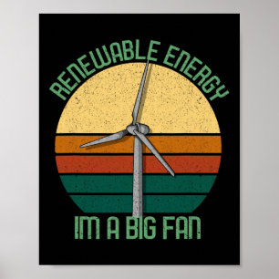 Poster Vintage Earth Day Renewable Energy Eu sou um grand