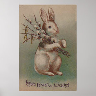 Póster Vintage Easter Bunny Rabbit
