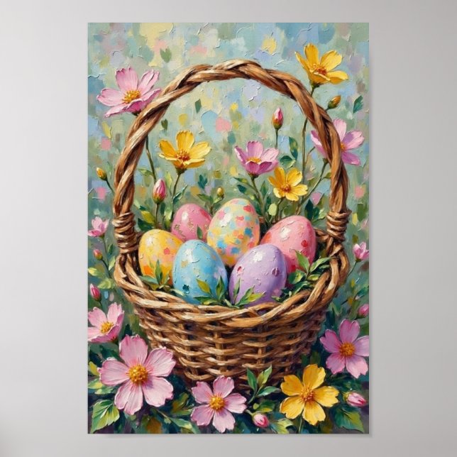 Poster Vintage Easter Egg Basket Spring Art (Frente)