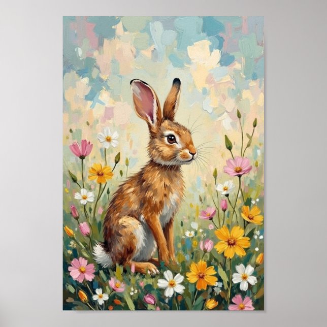 Poster Vintage Easter Meadow Bunny Art (Frente)