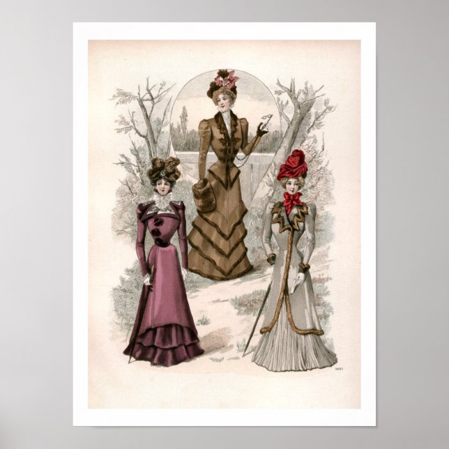 Poster Vintage Edwardian Fashion 3 Damas Em Woods (Frente)