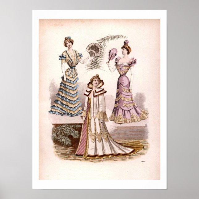 Poster Vintage Edwardian Fashion Illustration (Frente)