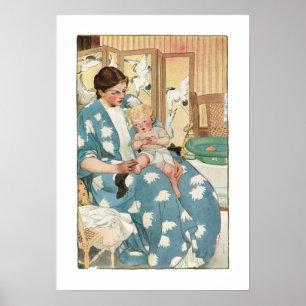 Poster Vintage Edwardian Mãe com Filho