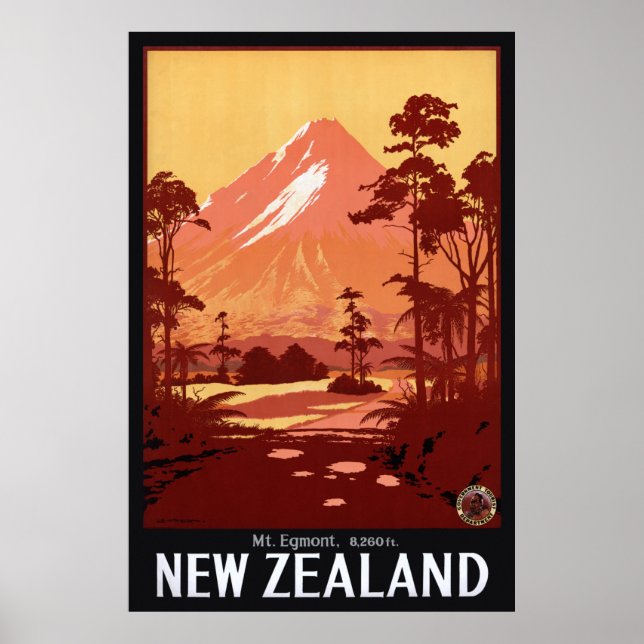 Poster vintage Egmont Nova Zelândia 1934 (Frente)