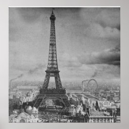 Poster Vintage Eifel Tower Paris França Stereoview 1889