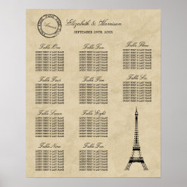 Poster Vintage Eiffel Tower Paris Postmark Wedding
