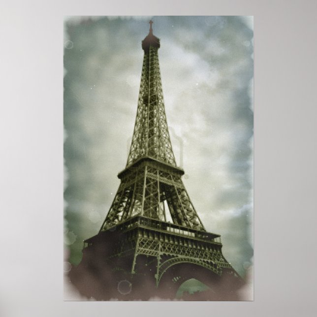 Póster Vintage Eiffel Tower Paris Viagem (Frente)