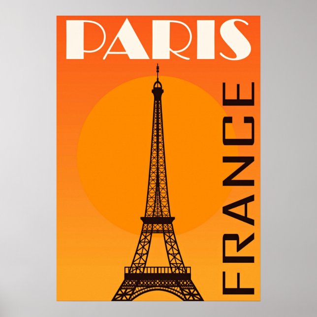 Poster Vintage Eiffel Tower Paris Viagem (Frente)