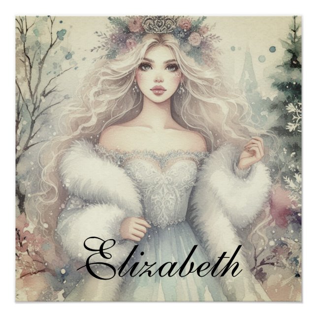 Póster Vintage Elegant Winter Princess Fairytale (Frente)