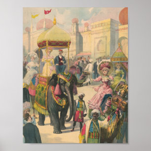 Poster Vintage Elephant Ride