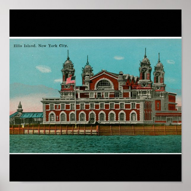 Póster Vintage Ellis Island, Nova Iorque (Frente)