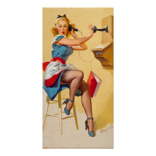 Póster Vintage Elvgren Telephone Pin-up Girl Retro