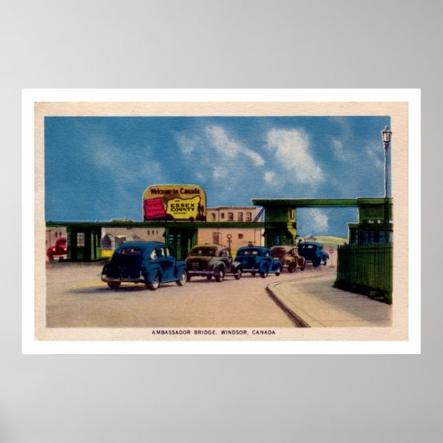 Póster Vintage Embaixador Bridge Windsor Canadá (Frente)
