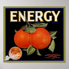 Poster Vintage Energy Marca California Orange Labs Frutas