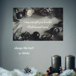 Poster Vintage Enfeites de natal pretos com fita