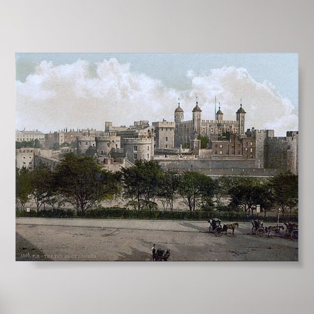 Póster Vintage England London Tower 1890 (Frente)