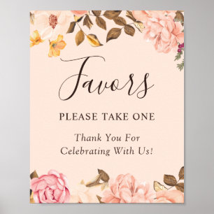 Poster Vintage English Blush Floral Wedding Sign