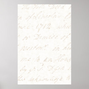 Póster Vintage English Script Ivory Paper, 1700s