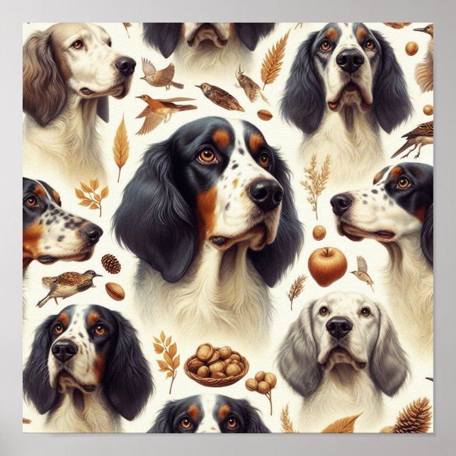 Poster Vintage English Setter Seamless (Frente)