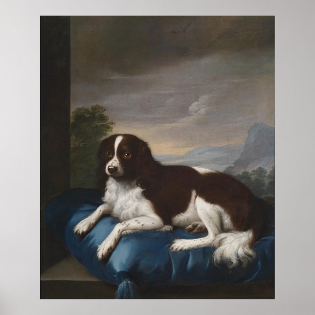 Poster Vintage English Springer Spaniel em uma almofada (Frente)