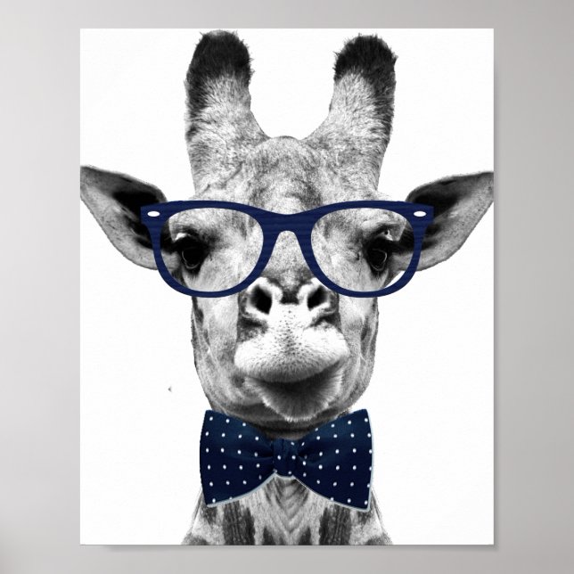 Poster Vintage engraçado Giraffe (Frente)