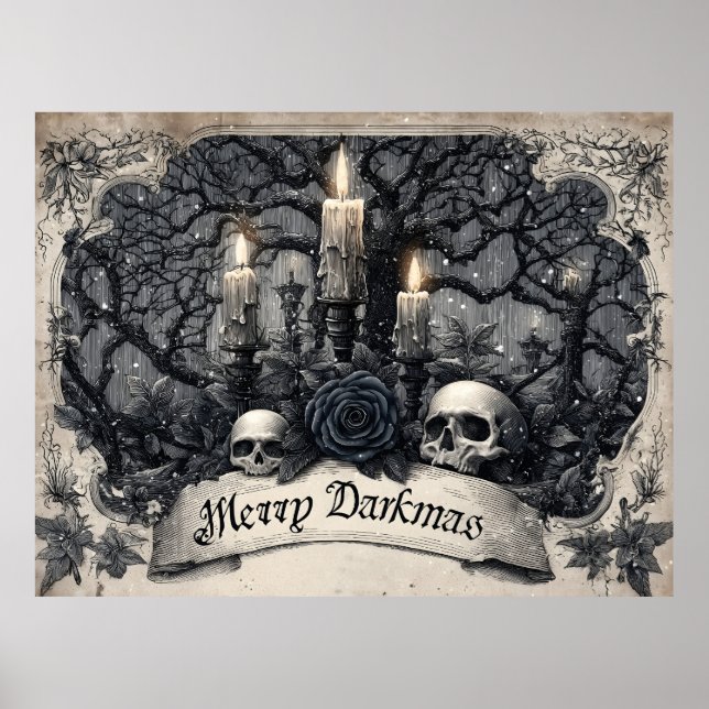 Poster Vintage Engrenando uma Cena de Natal Gótica (Frente)