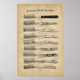 Poster Vintage escovas de dentes