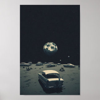 Poster Vintage espacial retrorfuturística, arte gerada po