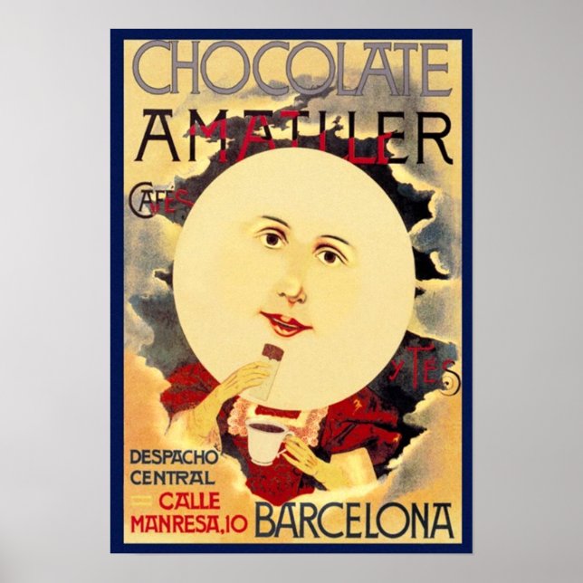 Poster Vintage Espanha Chocolate Ad (Frente)