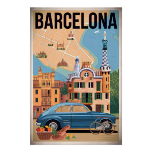 Póster Vintage Espanha de Barcelona