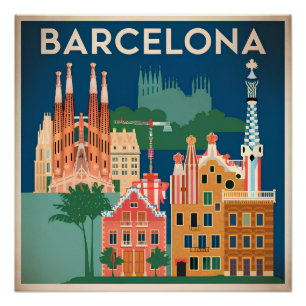 Póster Vintage Espanha de Barcelona