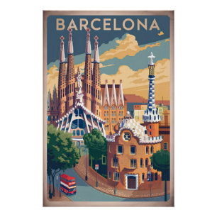 Póster Vintage Espanha de Barcelona