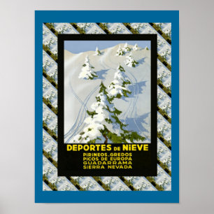 Poster Vintage Esqui Deportes de Nieve, Picos di Europa