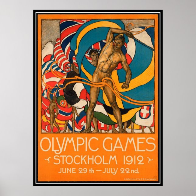 Póster Vintage Estocolmo Suecia - (Frente)