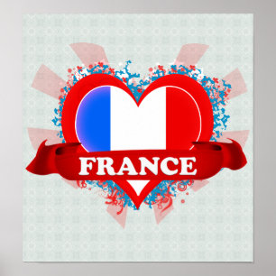 Póster Vintage eu amo France