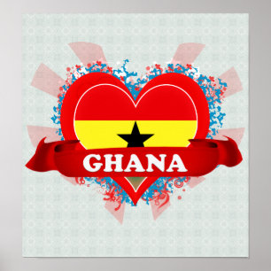 Póster Vintage eu amo Ghana