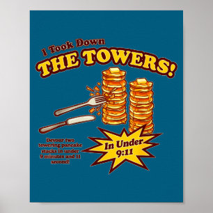 Poster Vintage eu derrubei torres panqueca engraçado para